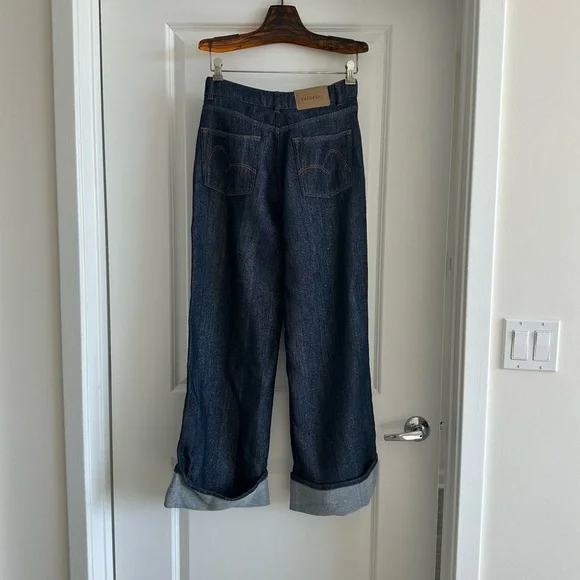 Farm Rio DENIM SHINE WIDE LEG PANTS - Picture 11 of 12